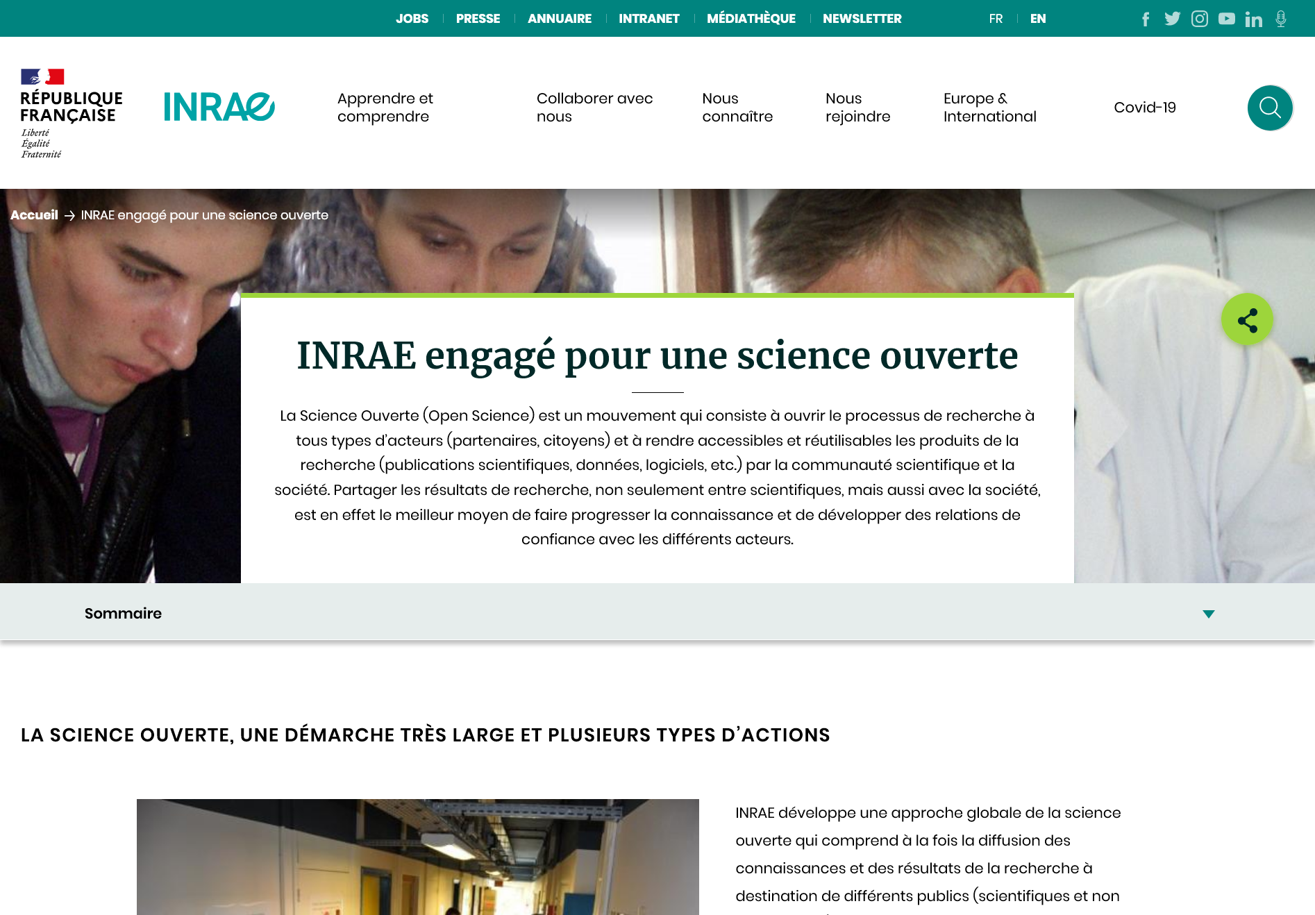 Rubrique Science ouverte du site inrae.fr